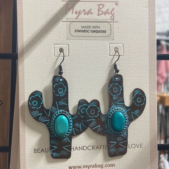 Synthetic turquoise earrings‎ - Picture 1 of 2